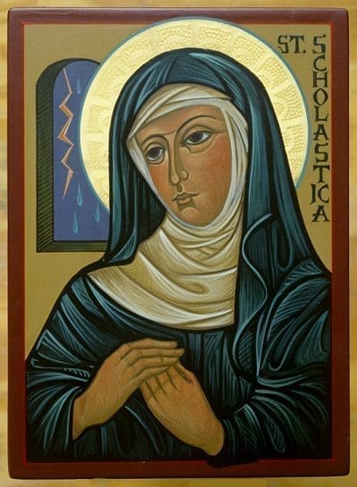 St.-Scholastica-Icon-by-SrMCM-5x4